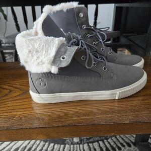 Timberland Women's Plush High-Top Sneaker Boots in Charcoal